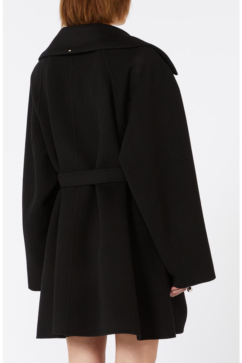 Pagine Belted Virgin Wool Coat, Alternate, color, BLACK