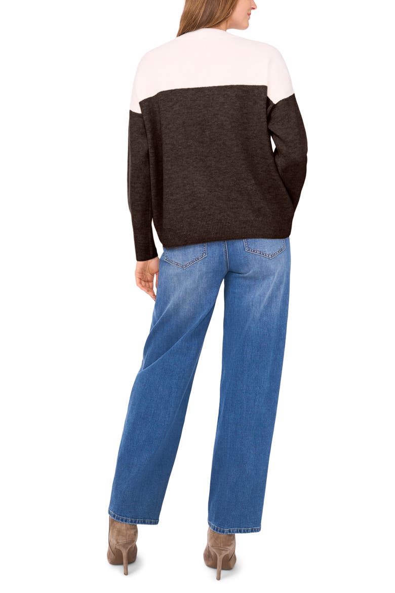 Extended Shoulder Colorblock Sweater, Alternate, color, CHOCOLATE