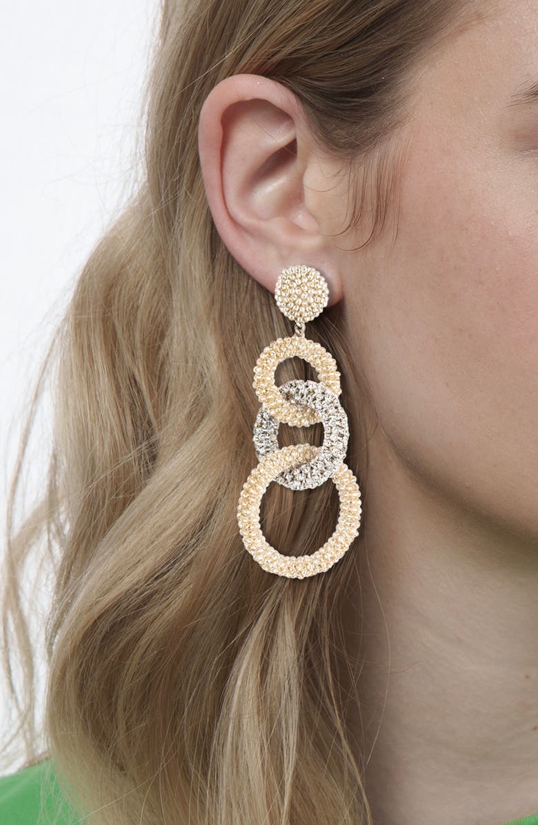 Deepa Gurnani Sienna Embellished Drop Earrings, Alternate, color, Silver