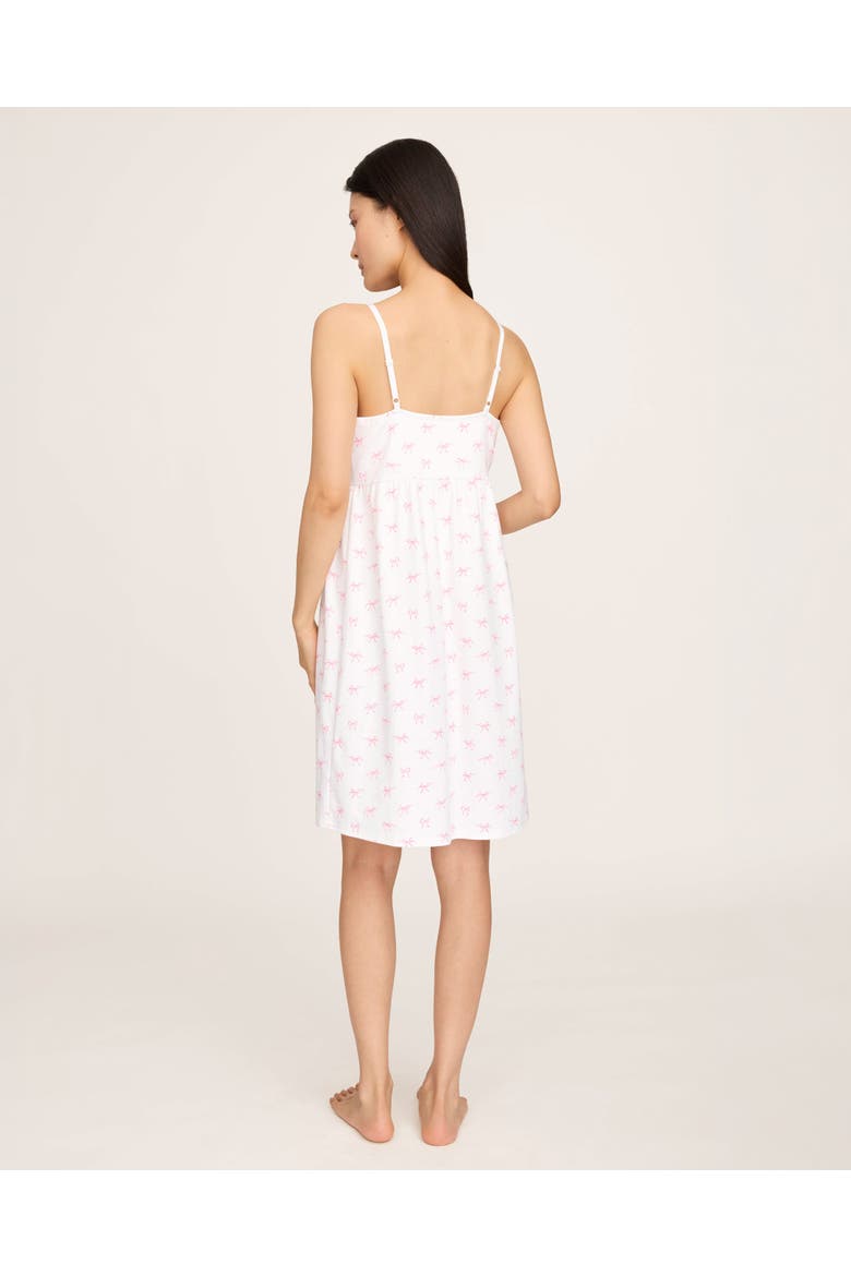 Pima Cotton Maternity Nightgown in Blushing Bows, Alternate, color, White