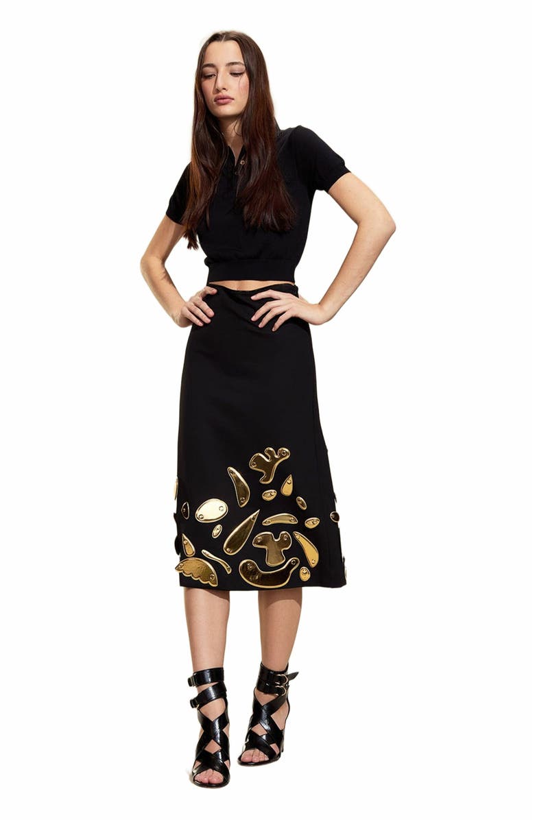 Cynthia Rowley Calypso Midi Skirt, Alternate, color, Black