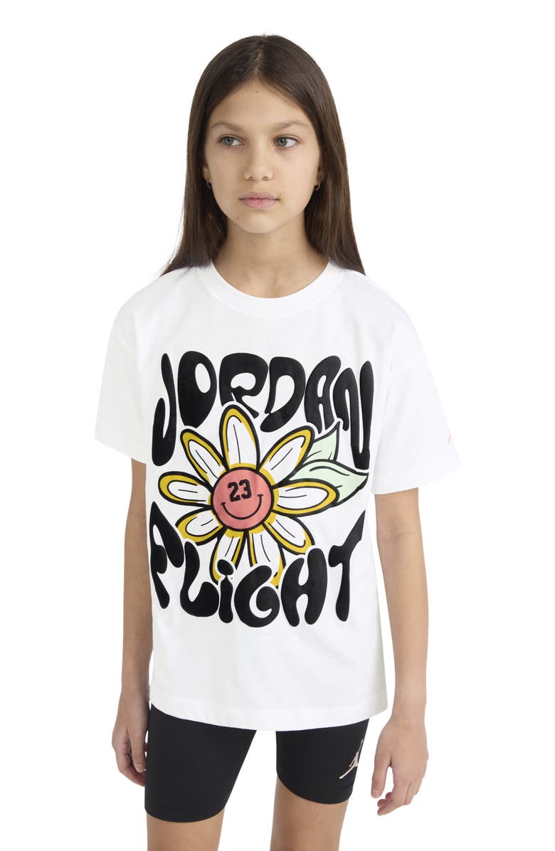 Jordan Kids' Flower Flight Graphic T-Shirt, Alternate, color, White