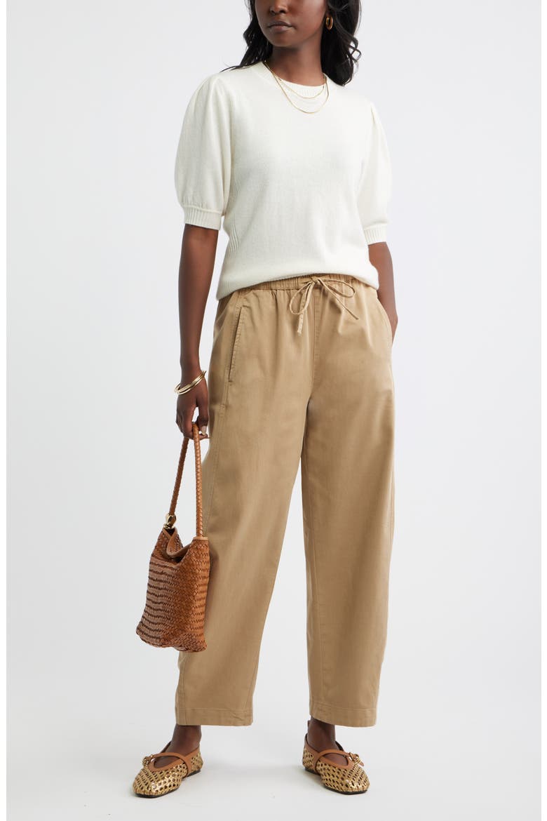Pull On Barrel Leg Ankle Pants, Alternate, color, TAN TANNIN