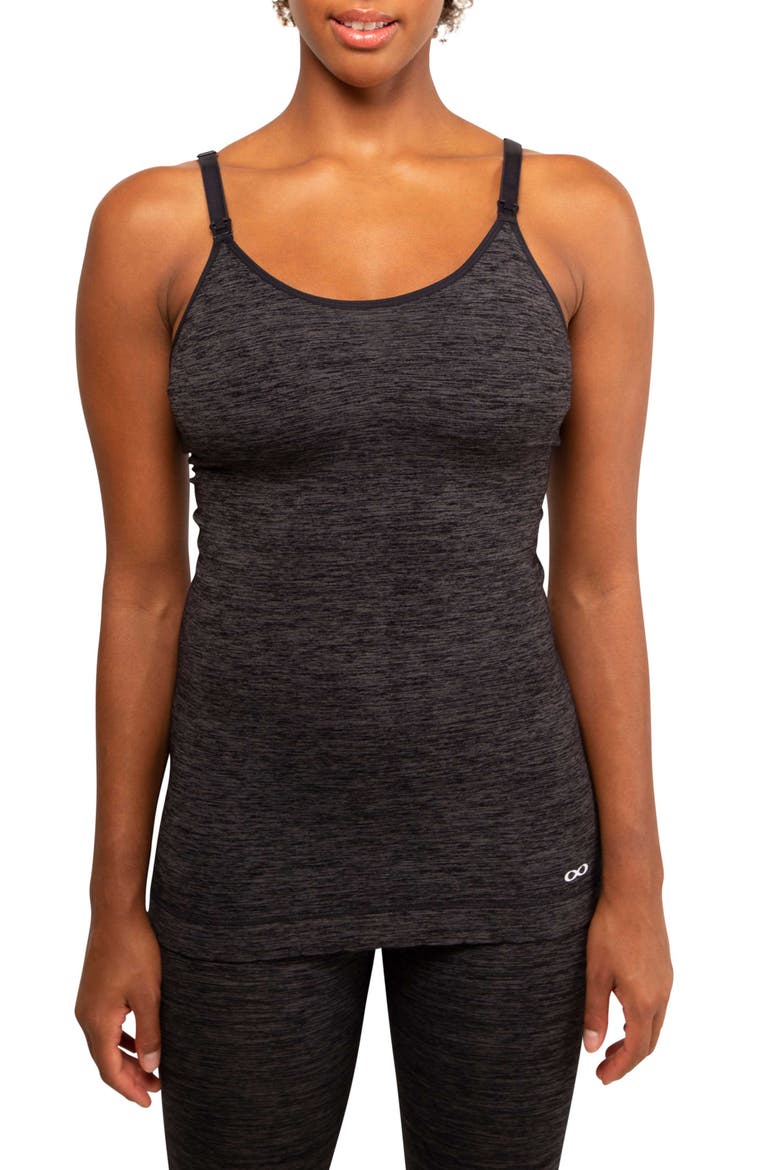 Seamless Maternity/Nursing Yoga Tank, Main, color, CHARCOAL MELANGE