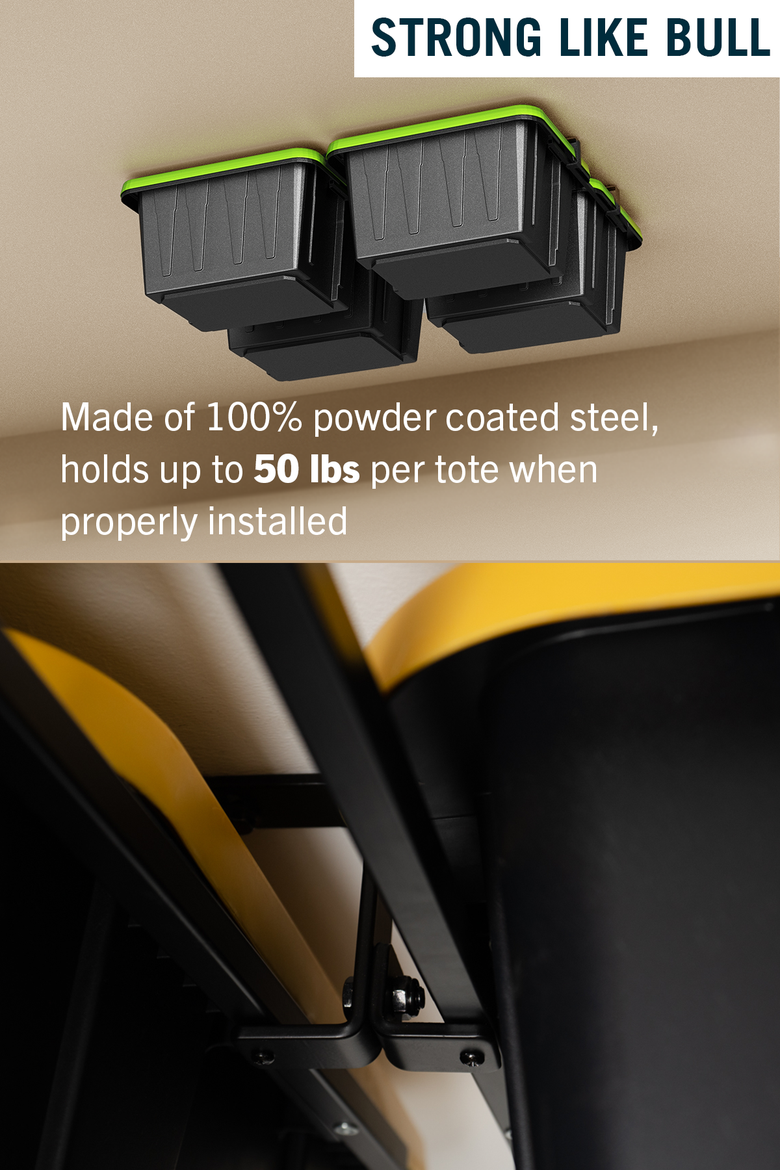 ToteLoft - 4 and 8 Bin - Ceiling Tote Storage | Up to 400 lbs, Alternate, color, Black