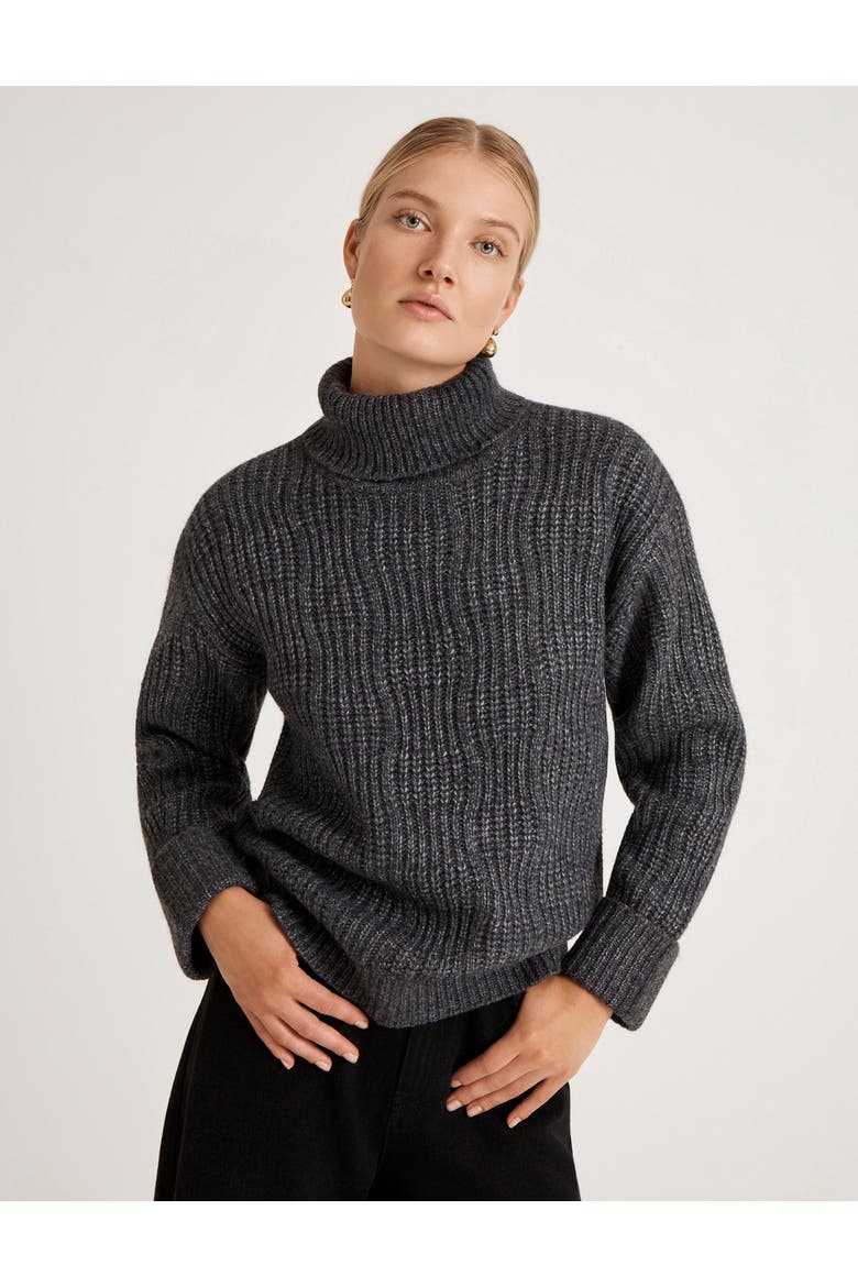 Albie Roll Neck Knitted Jumper, Main, color, Charcoal