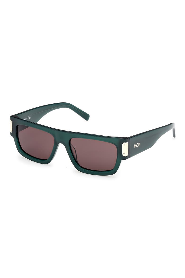 54mm Polarized Rectangular Sunglasses, Alternate, color, SHINY DARK GREEN / BROWN