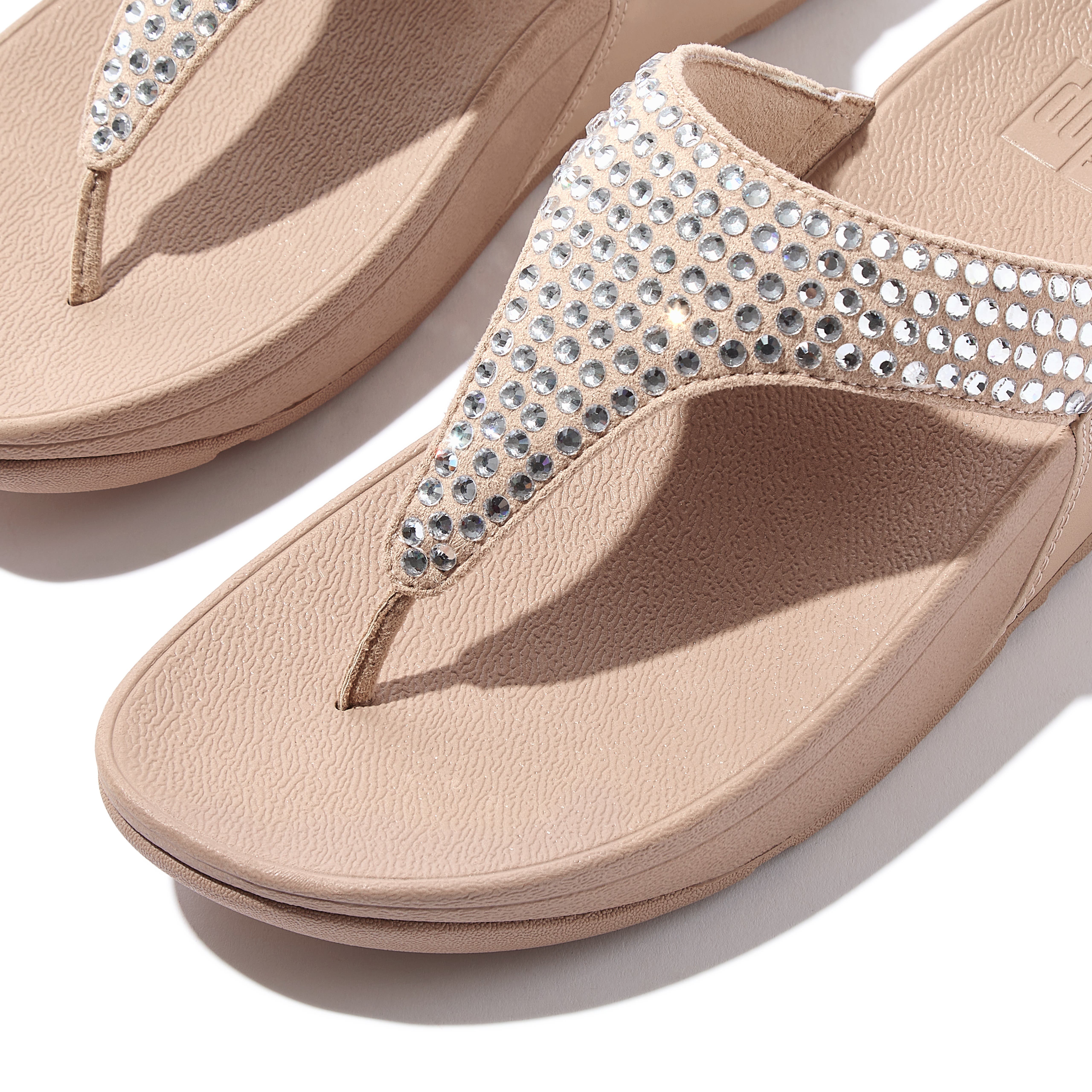 Lulu Maxi-crystal toe-post sandals, Alternate, color, Classic Beige