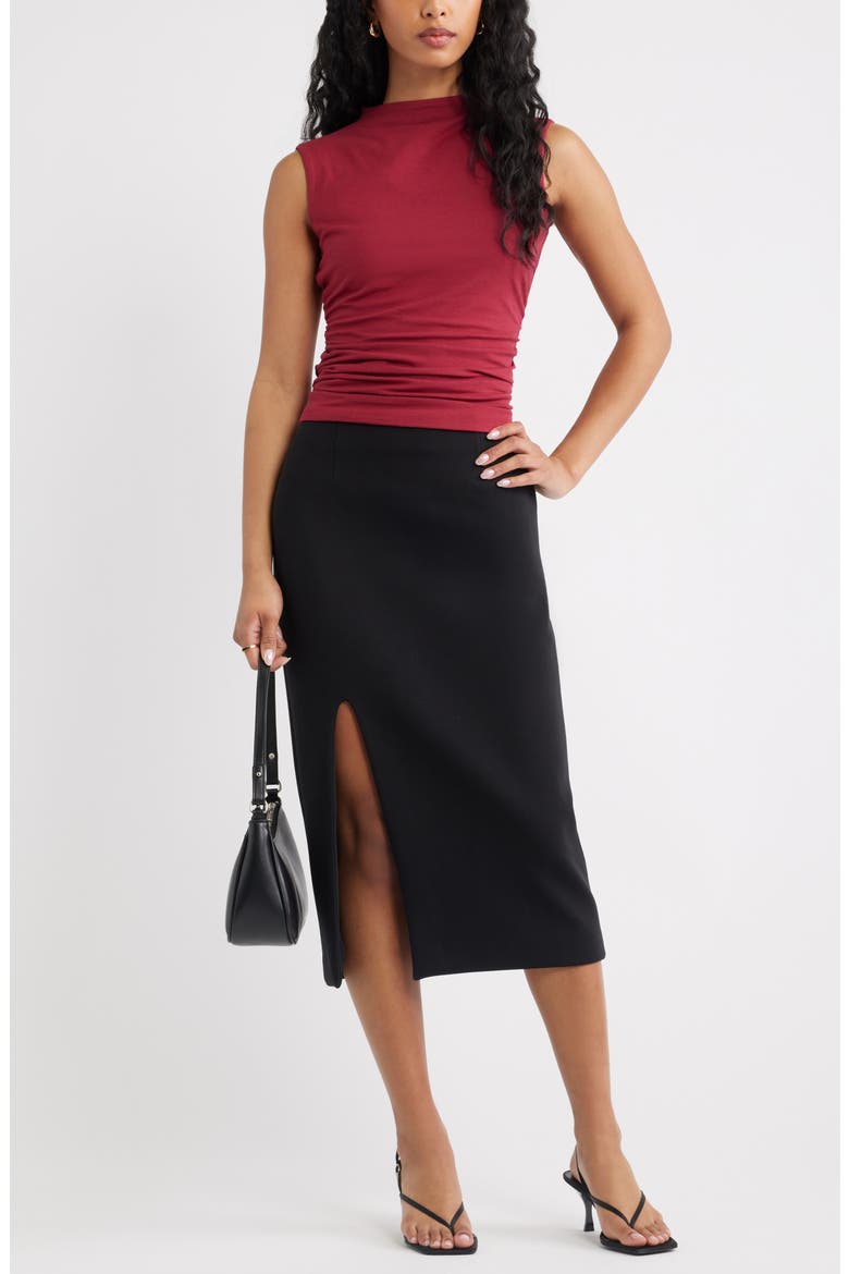 Mock Neck Ruched Tank, Alternate, color, RED RUMBA