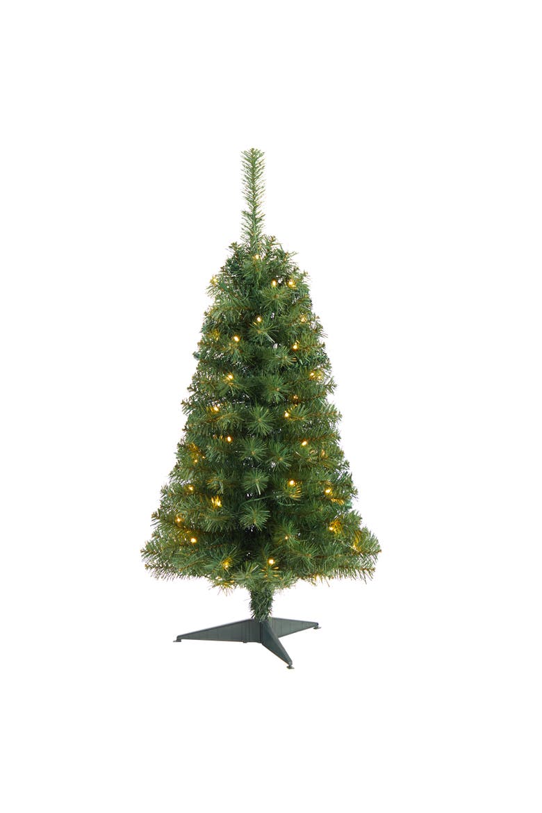 3-ft Green Artificial Christmas Tree with 50 LED Lights and 118 Bendable Branches, Main, color, Green