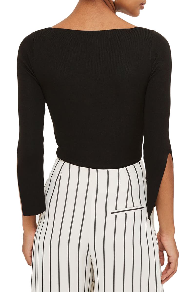 Topshop Split Sleeve Crop Sweater, Alternate, color, 