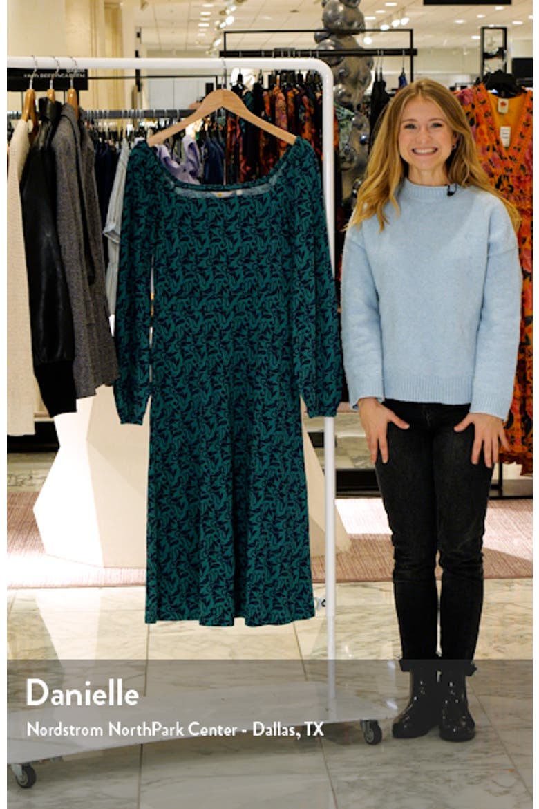 Floral Long Sleeve Jersey Midi Dress video