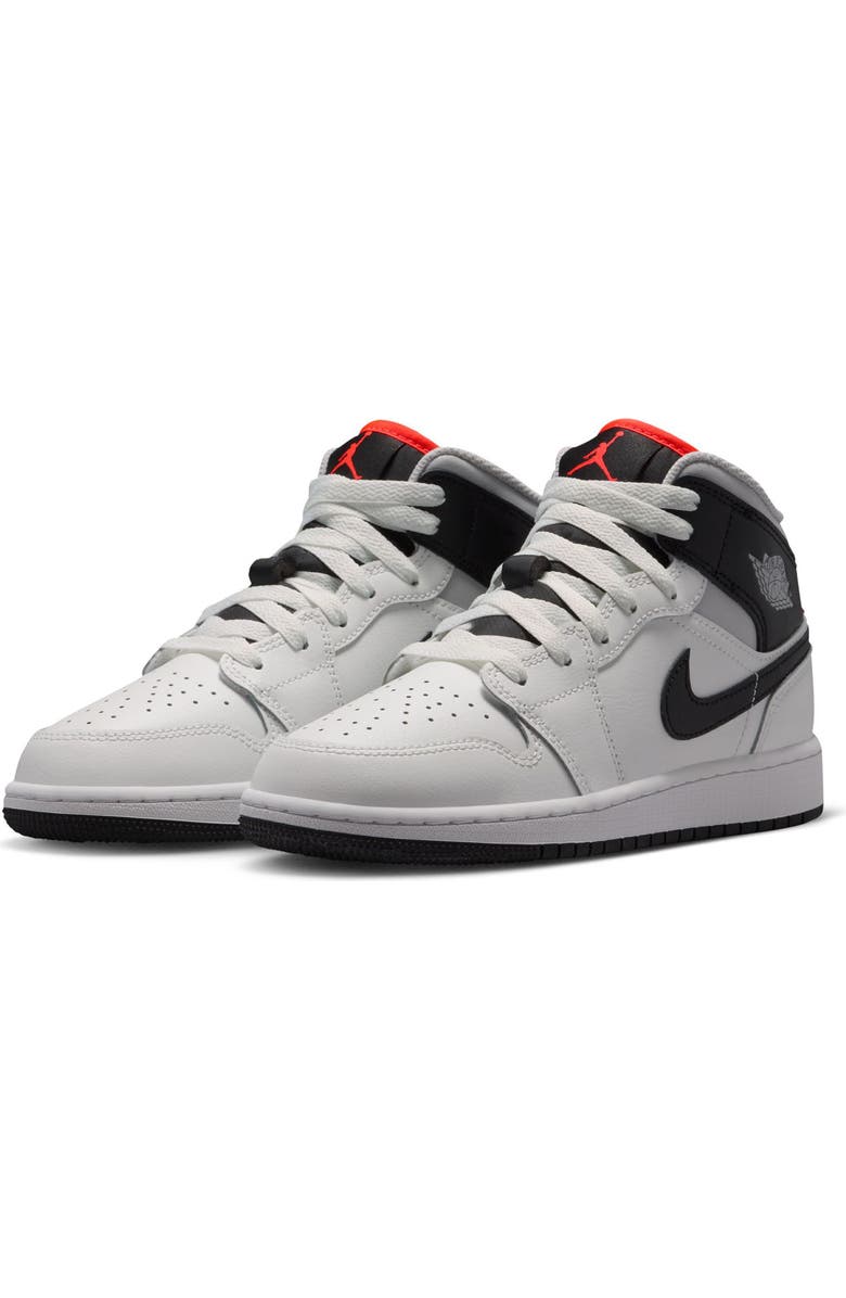 Jordan Kids' Air Jordan 1 Mid Sneaker, Main, color, Summit White/ Black/ Infrared