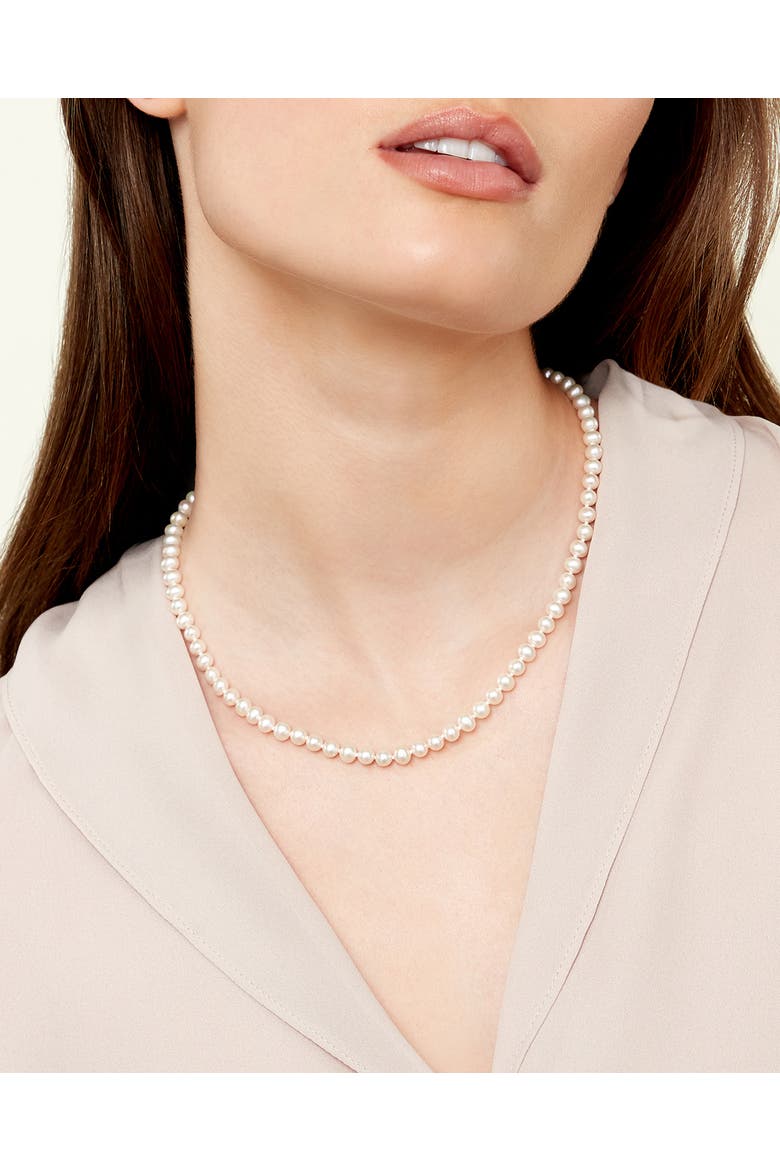 6.0-6.5mm Hanadama Akoya White Pearl Necklace, Main, color, Yellow Gold Clasp