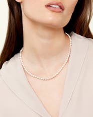 The Pearl Source 6.0-6.5mm Hanadama Akoya White Pearl Necklace
