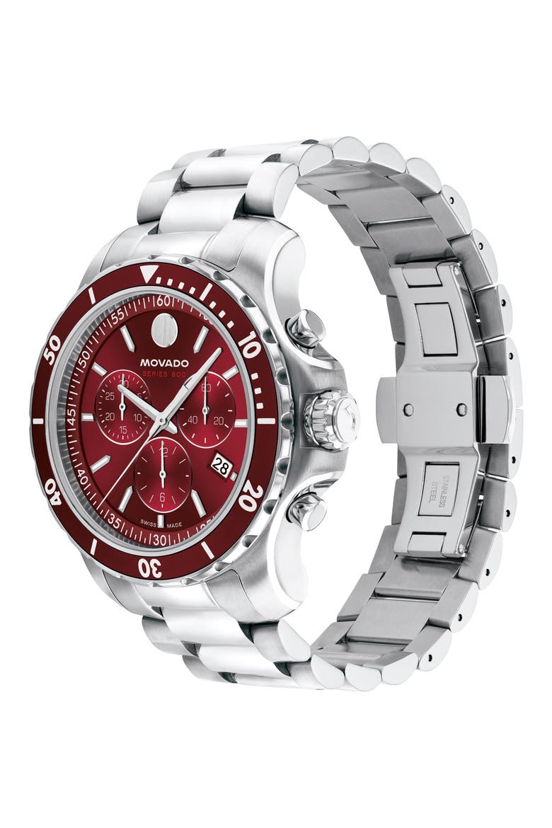 Series 800 Chronograph Bracelet Watch, 42mm, Alternate, color, RED