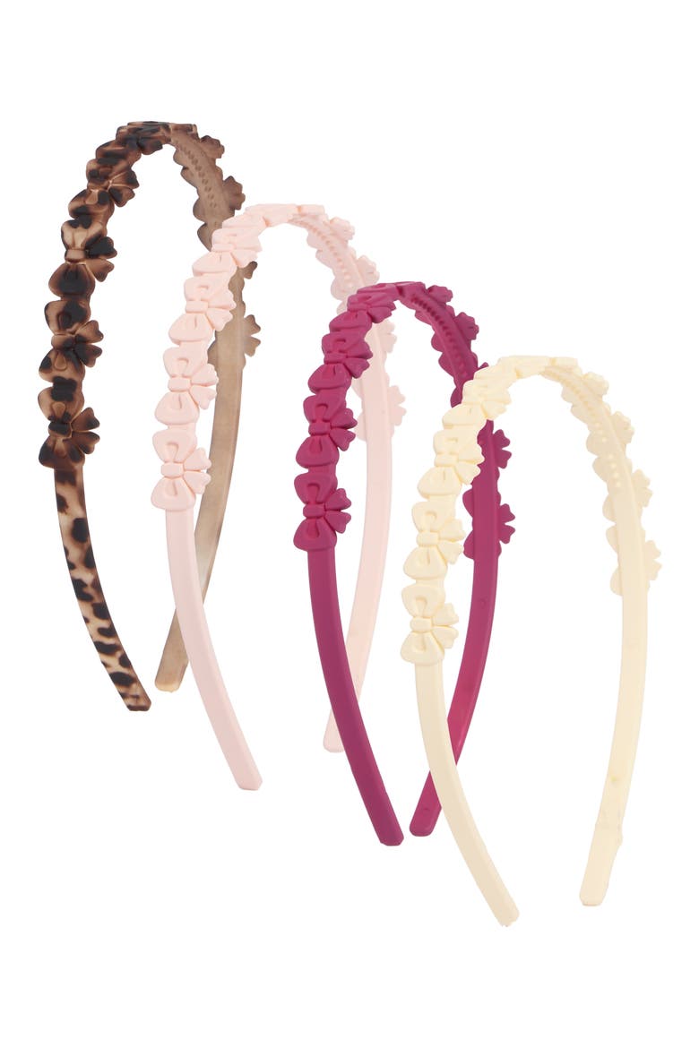 Kids' 4-Pack Bow Headbands, Main, color, PINK COMBO