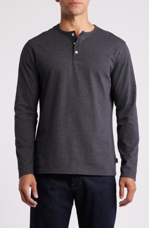 Stone Rose Performance Piqué Henley in Charcoal 