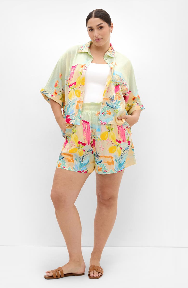 City Chic Sorrento Relaxed Fit Button-Up Shirt, Alternate, color, Sorrento Summer