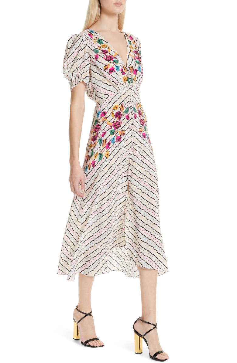 SALONI Lea Silk Midi Dress, Alternate, color, 