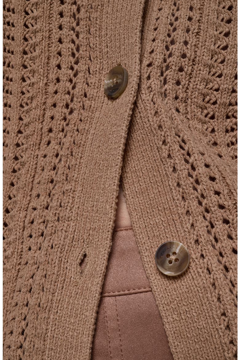 Pointelle Stitch Sweater Vest, Alternate, color, FAWN