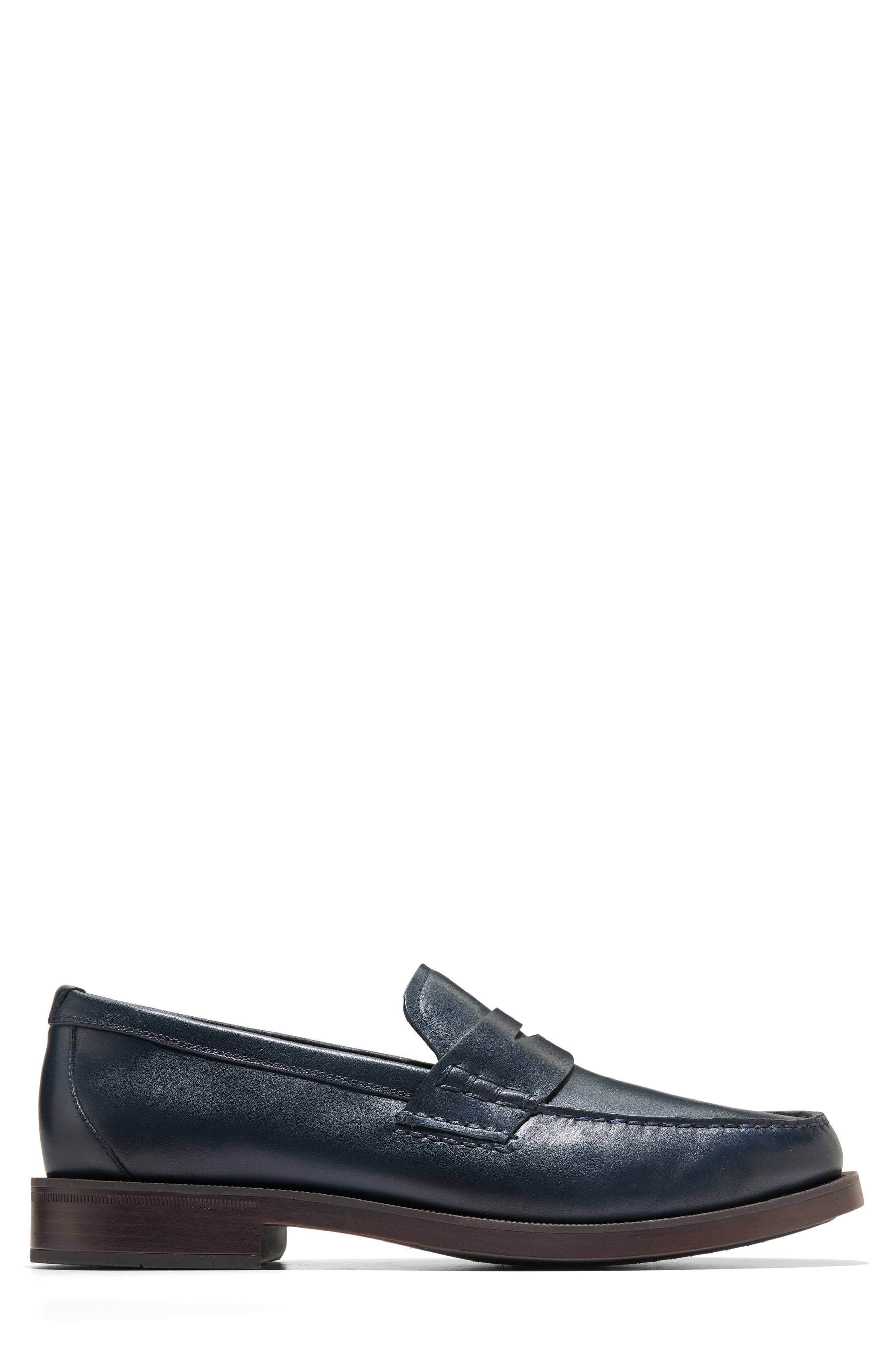Pinch Prep FlexCraft Leather Penny Loafer, Alternate, color, NAVY BLAZER / DARK BROWN