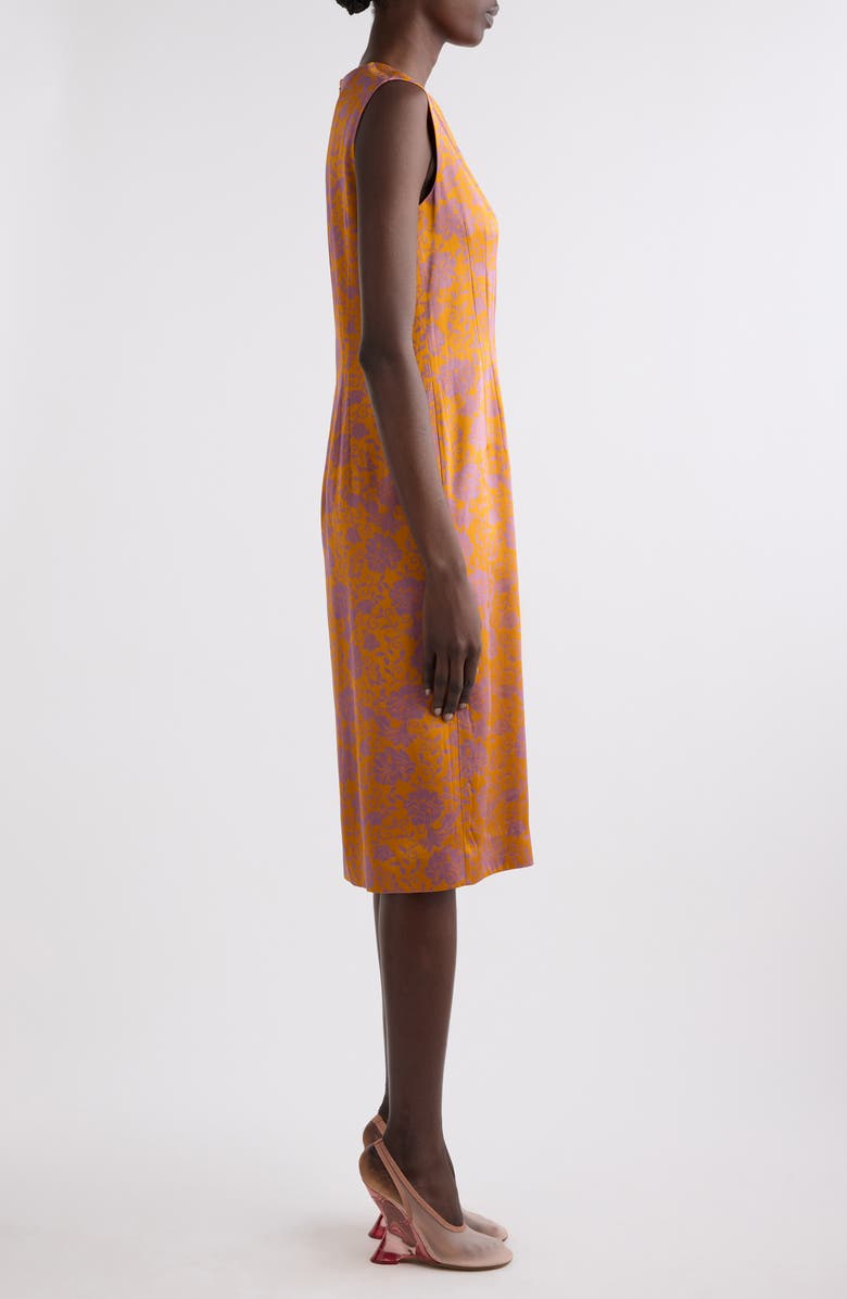 Dries Van Noten Delina Floral Sleeveless Satin Sheath Dress, Alternate, color, Mandarin