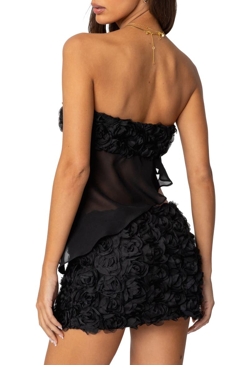 Nya Asymmetric Strapless Chiffon Top, Alternate, color, BLACK
