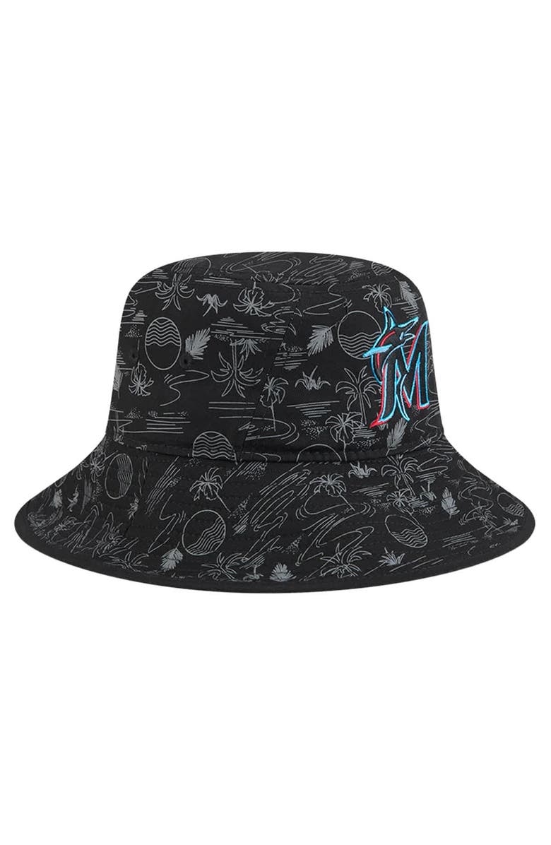 New Era Youth New Era Black Miami Marlins 2025 Spring Training All Over Print Bucket Hat, Alternate, color,