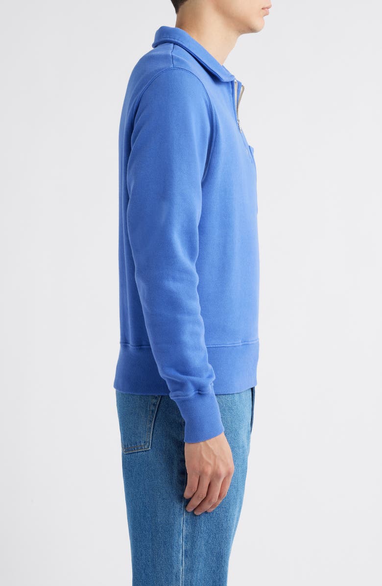 MERZ B SCHWANEN Quarter Zip Organic Cotton Sweatshirt, Alternate, color, Washed Blue