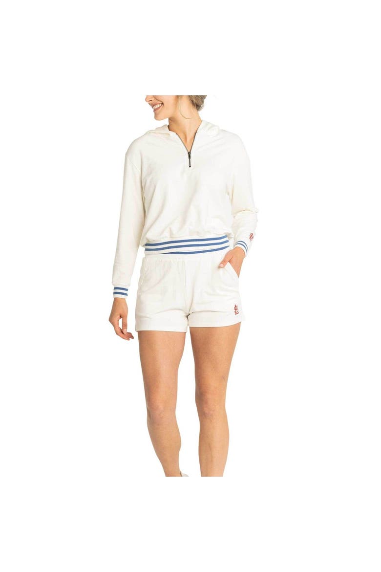 Women's Lusso  White St. Louis Cardinals Magnolia Tri-Blend Quarter-Zip Hoodie, Alternate, color, White