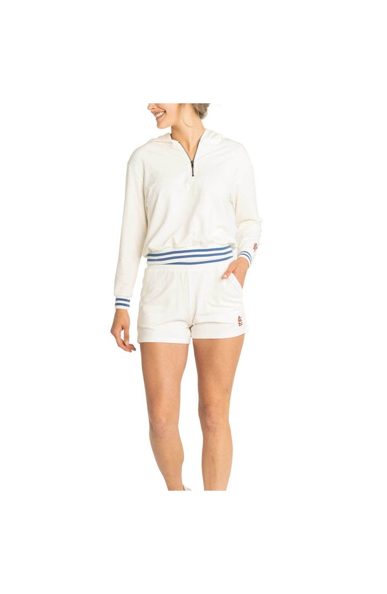 LUSSO Women's Lusso White St. Louis Cardinals Magnolia Tri-Blend Quarter-Zip Hoodie, Alternate, color, White