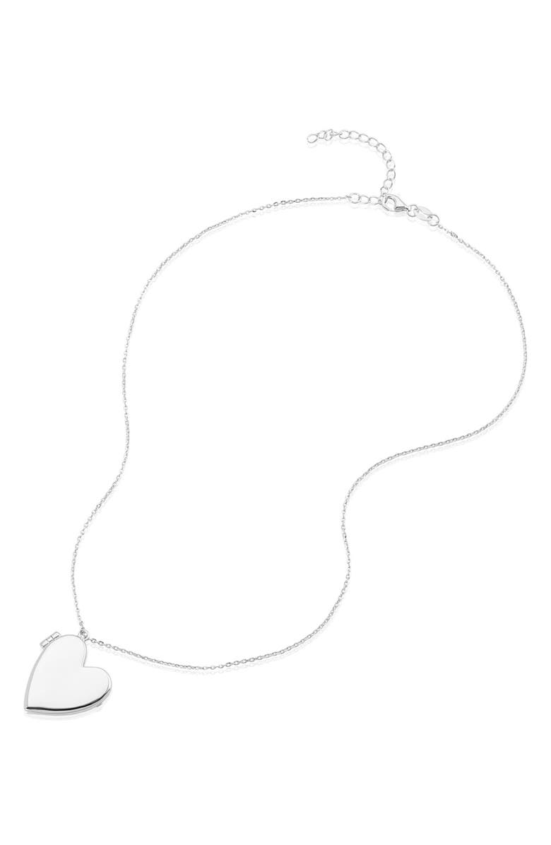 Adornia 14K Gold Plated Heart Locket Pendant Necklace, Alternate, color, Silver