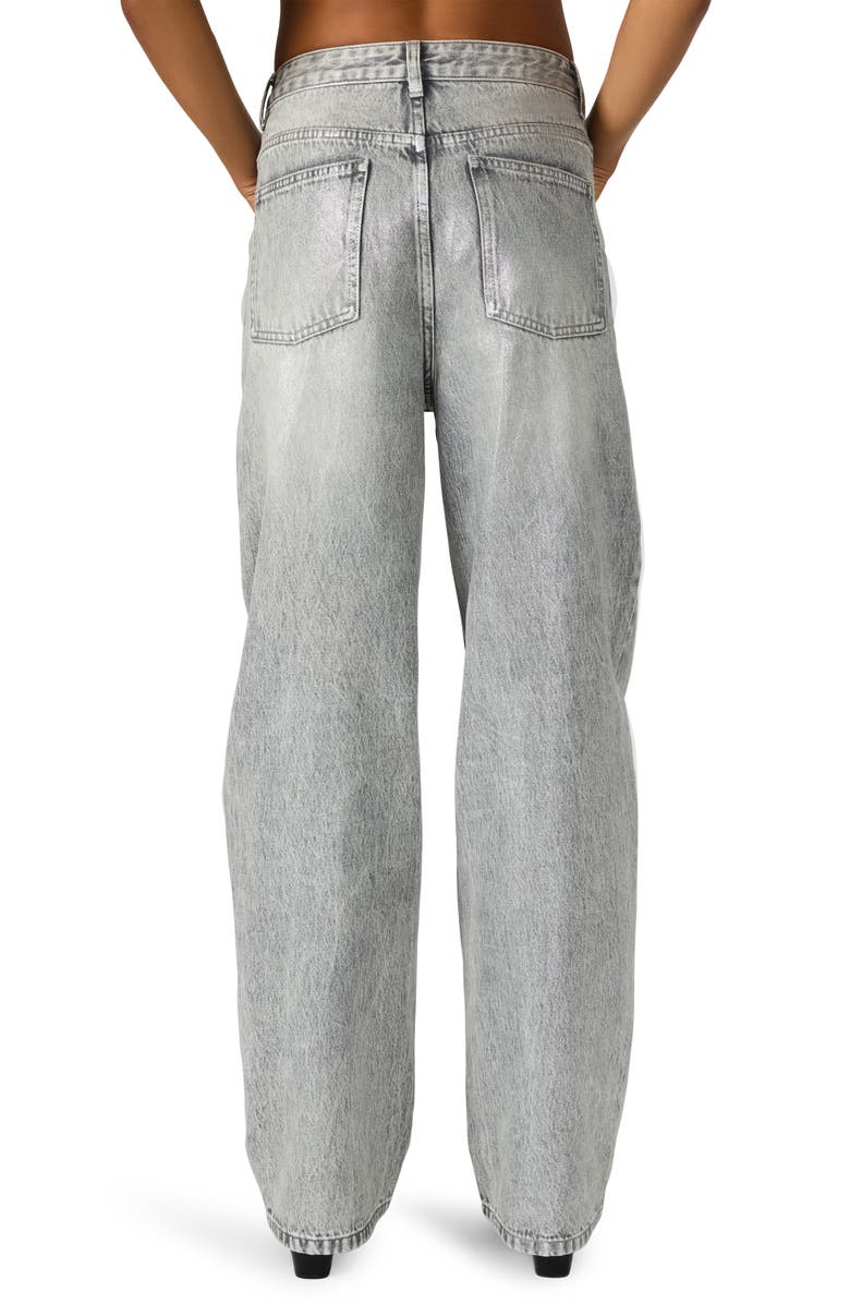 Steve Madden Zo Low Rise Wide Leg Jeans, Alternate, color, Metallic Silver