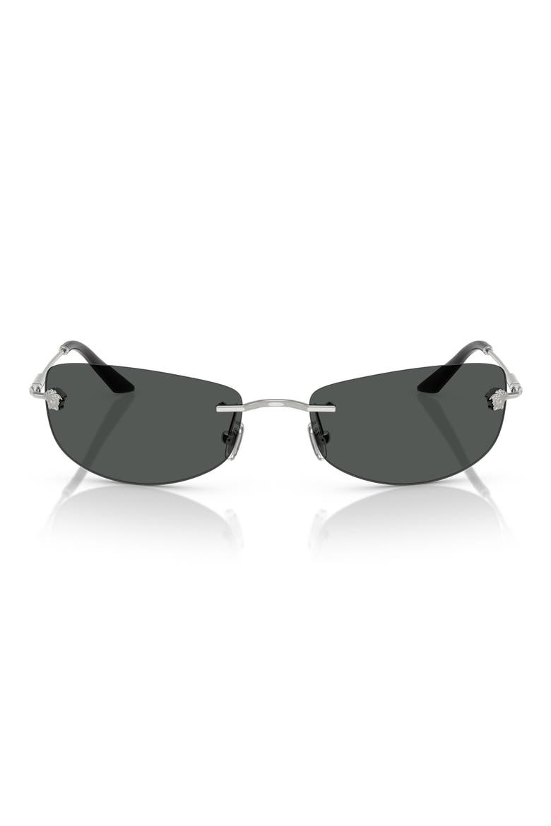 60mm Rectangular Sunglasses, Main, color, SILVER