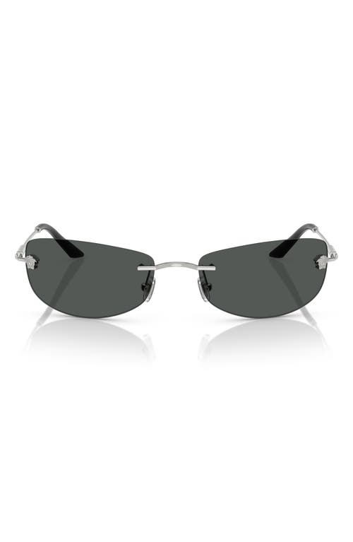 Versace 60mm Rectangular Sunglasses In Silver