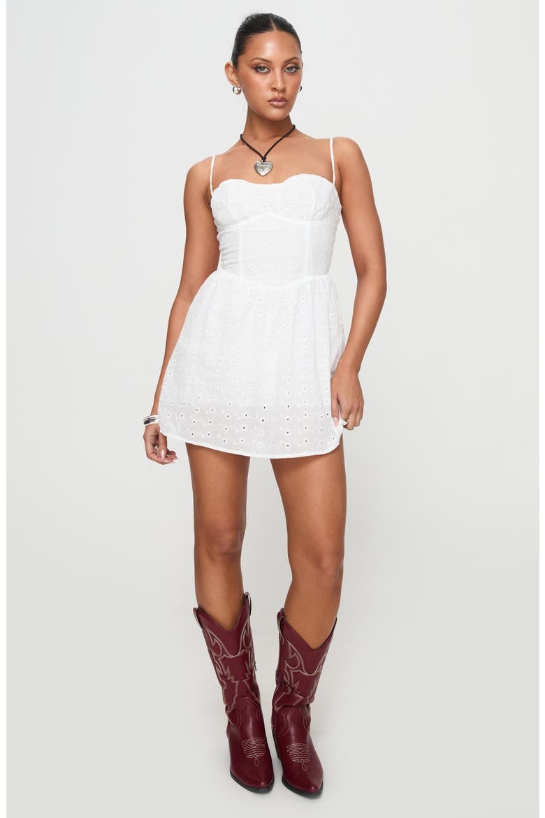 McKilah Eyelet Cotton Minidress, Alternate, color, WHITE