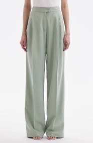 Oscar de la Renta Wide Leg Stretch Silk Georgette Pants