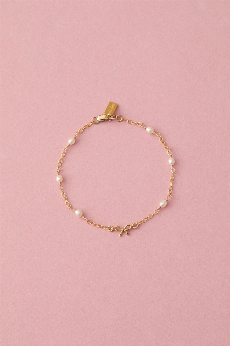 Bow and Pearl Bracelet, Alternate, color, Gold