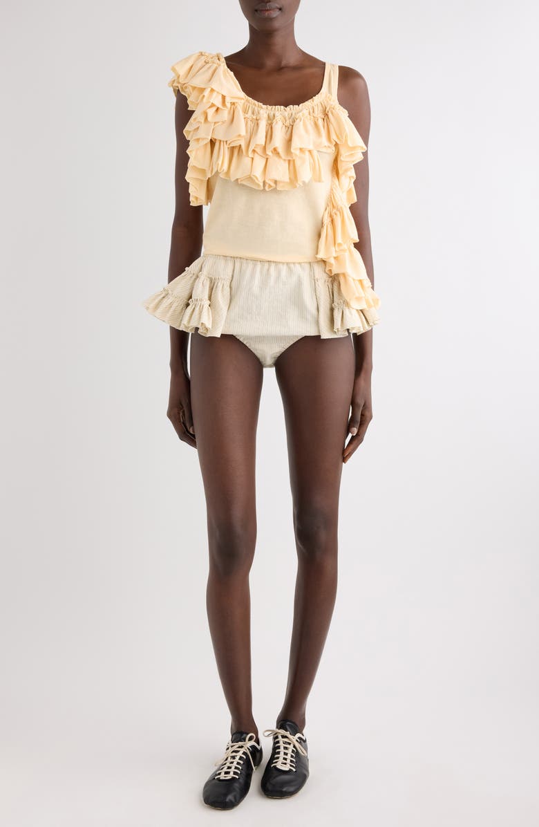 Dries Van Noten Ruffled Mousseline Top, Alternate, color, Ivory