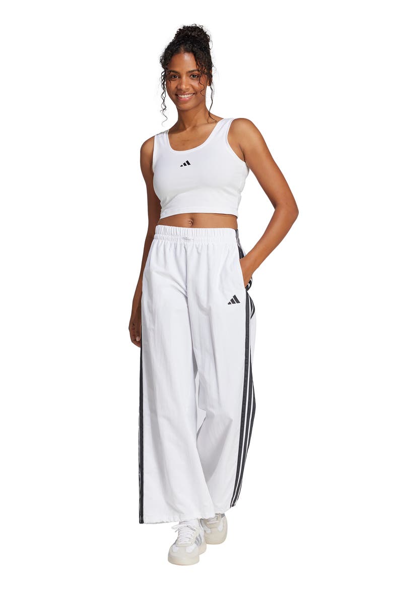 3-Stripes Wide Leg Pants, Alternate, color, WHITE/ BLACK