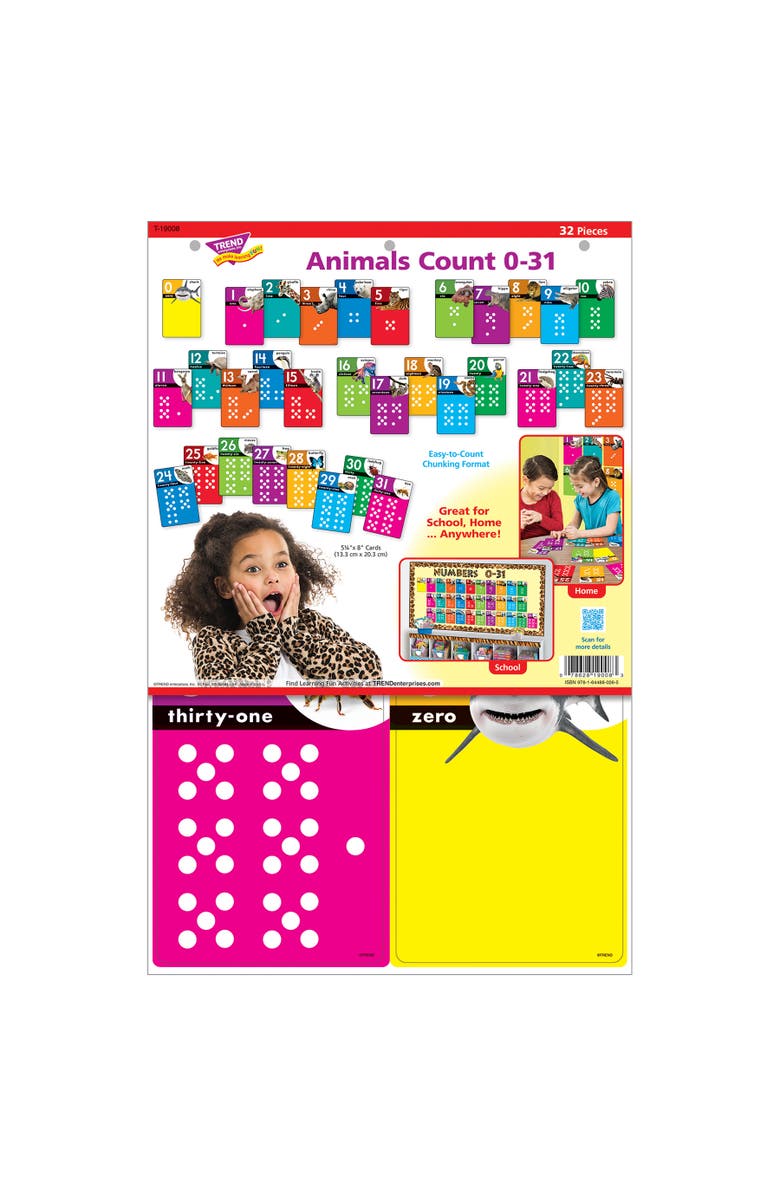 TREND Enterprises Animals Count 031 Learning Set, Flashcards, Kids, Alternate, color, Multicolored