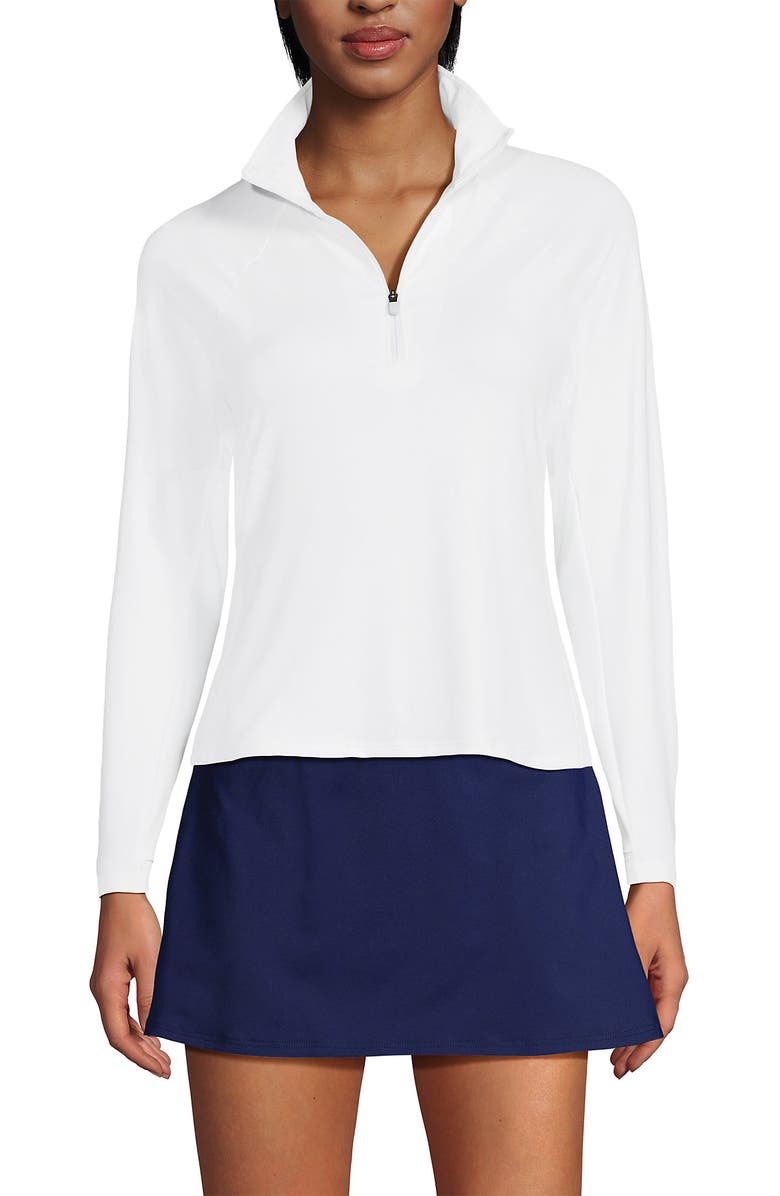 Lands' End Long Sleeve Rash Guard Cover-up UPF 50, Alternate, color, White