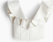 H&M Flounce-trimmed V-neck Top