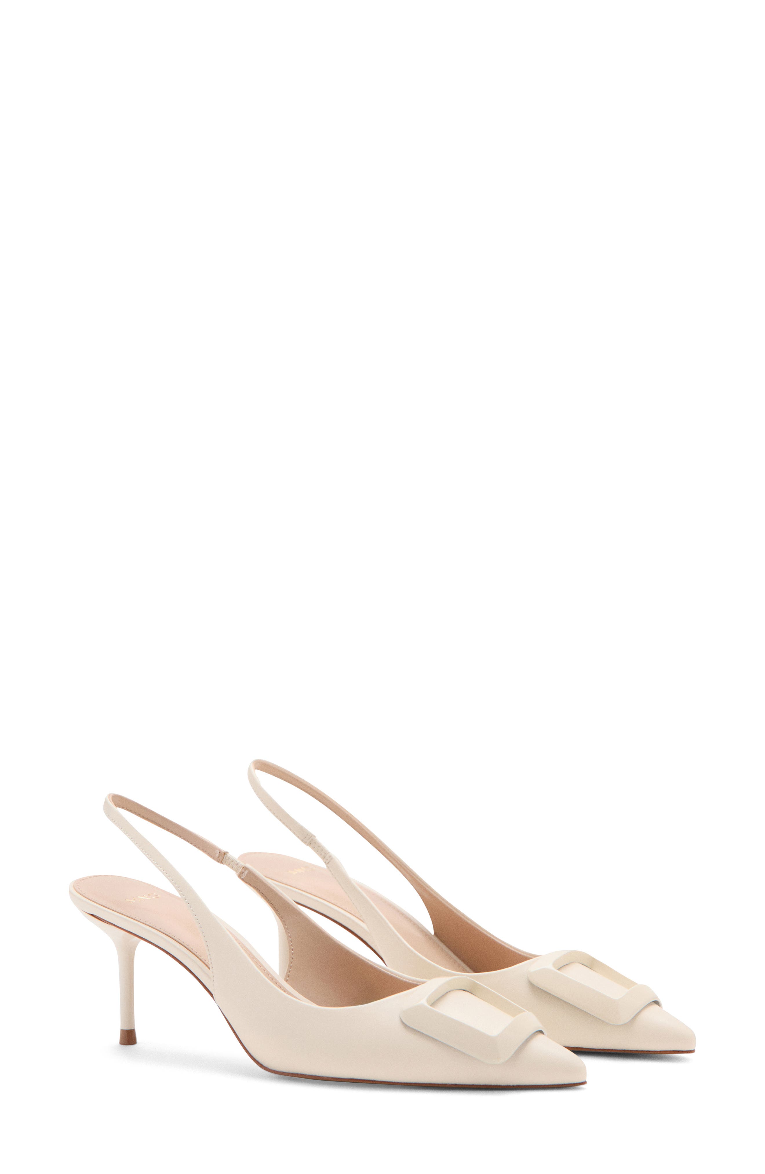 MANGO Slingback Pointed Toe Pump, Main, color, Ecru