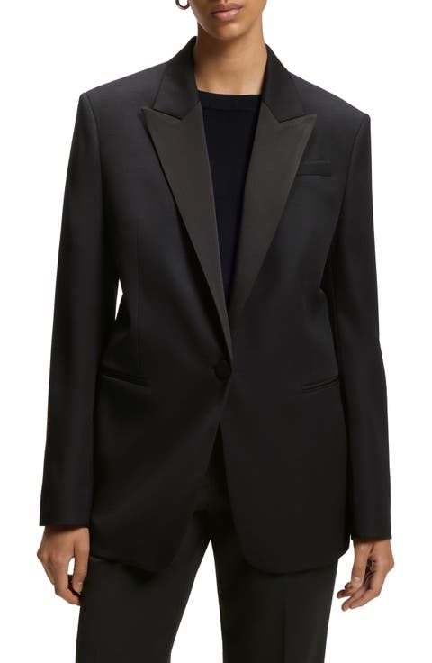 Peak Lapel Virgin Wool Tuxedo Blazer