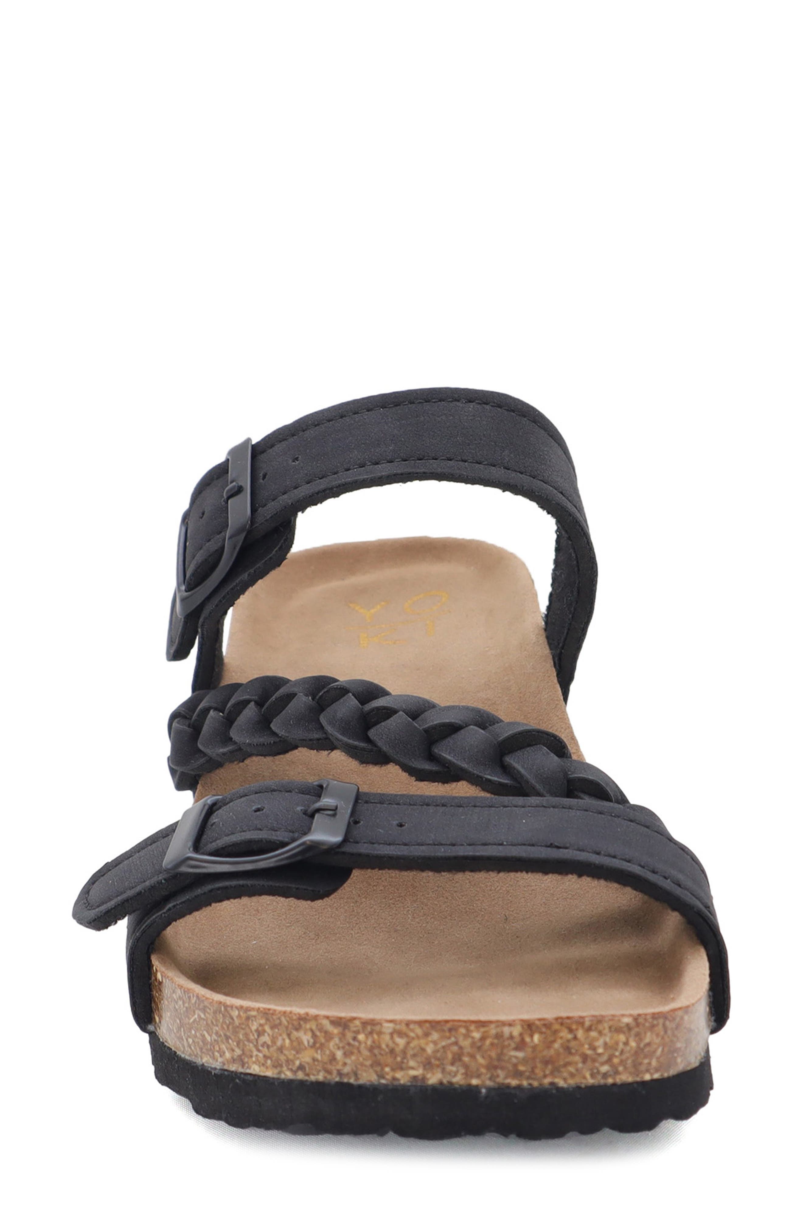 YOKI Lorayn Braided Strap Wedge Sandal, Alternate, color, Black
