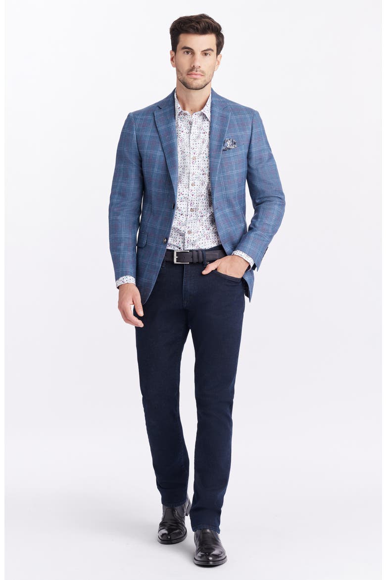 Cable Plaid Wool Blend Sport Coat, Alternate, color, BLUE