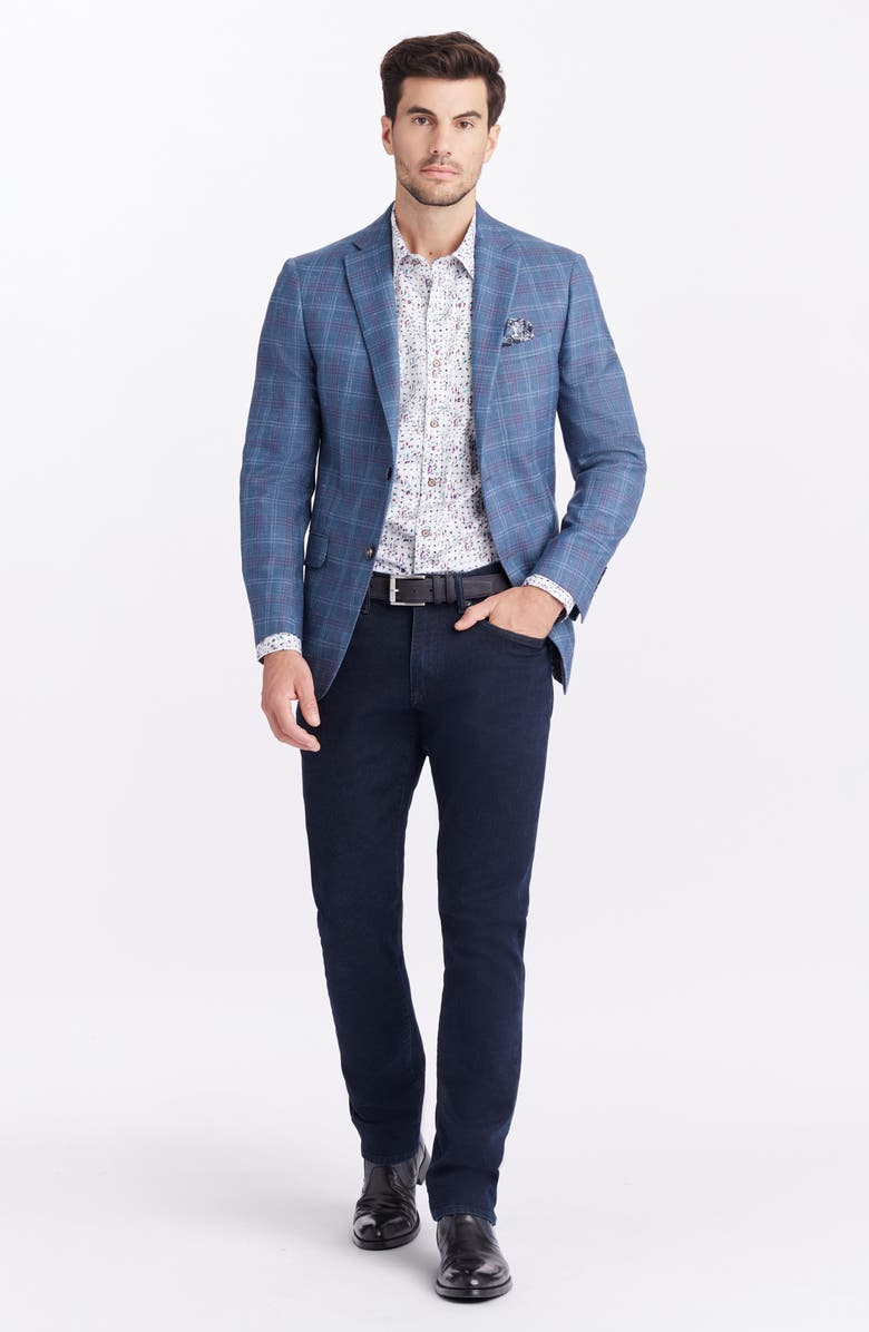 Robert Graham Cable Plaid Wool Blend Sport Coat, Alternate, color, Blue