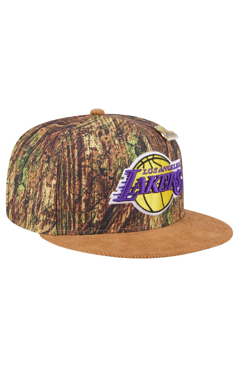 New Era Men's New Era  Camo Los Angeles Lakers Victory Grove Forest Sneaker Pin 9FIFTY Snapback Hat, Alternate, color, 